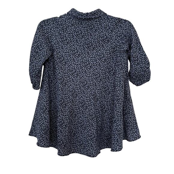 Zara Girls Black Blue Floral A-Line Button Front Dress Size 6 - Picture 4 of 5